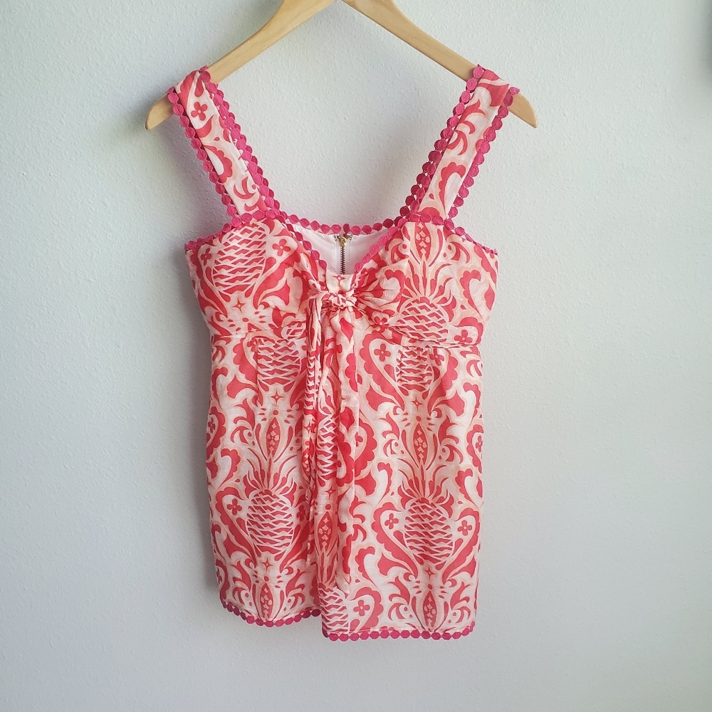 Kate Spade pink silk blend pineapple top 2